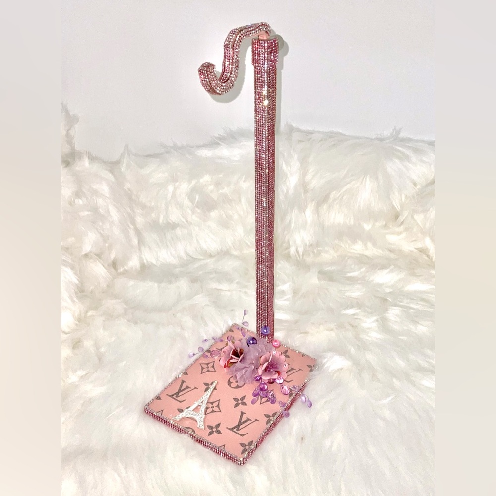 Handbag Purse Stand / Display with crystals, adjustable high, heavy iron